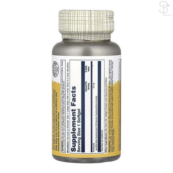 Вітамін E / Vitamin E Tocotrienols, Annatto 50mg - 60 softgels 2023-10-7614 фото