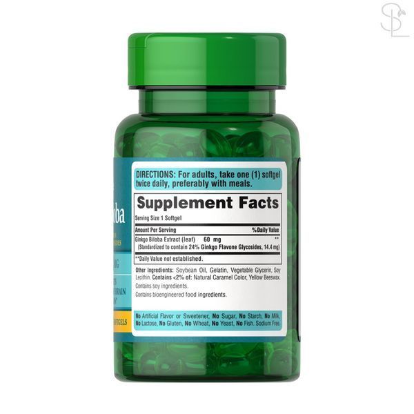 Адаптогени / Ginkgo Biloba Standardized Extract 60 mg - 120 softgels 2023-10-6439 фото