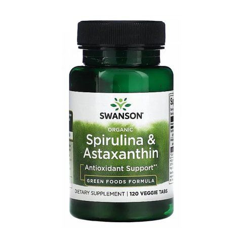 Спіруліна / Organic Spirulina & Astaxanthin - 120 veg tabs 2023-10-3392 фото