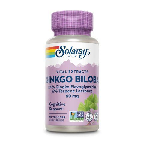 Адаптогены / Ginkgo Biloba Leaf Extract 60mg - 60 vcaps 2023-10-2381 фото