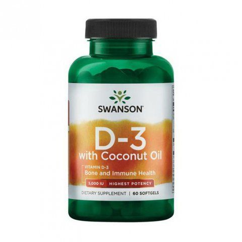 Витамин D/D3 with Coconut oil 5000iu - 60 softgels 2022-09-0920 фото