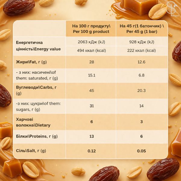 Диетическое питание / Bar - 12x45g Dates Caramel Peanuts 2024-11-0586 фото