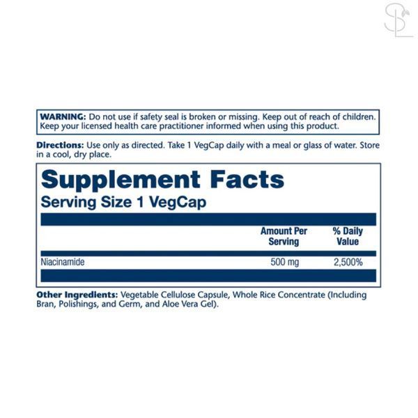 Вітамін B3 (Ніацин) / Niacinamide 500mg - 100 vcaps 2023-10-2133 фото