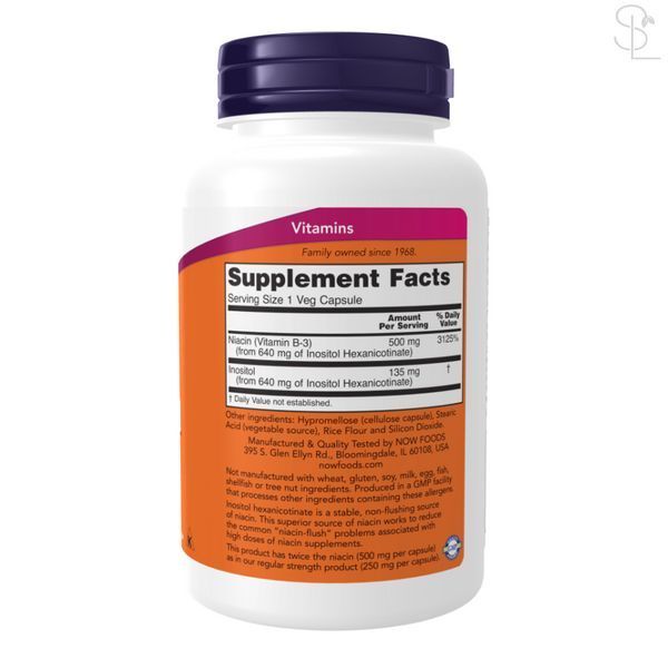 Вітамін B3 (Ніацин) / Niacin Flush-Free Double Strength 500 mg - 180 vcaps 2023-10-2500 фото