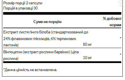 Адаптогены / Ginko with Vinpocetine - 60caps 100-75-5752679-20 фото