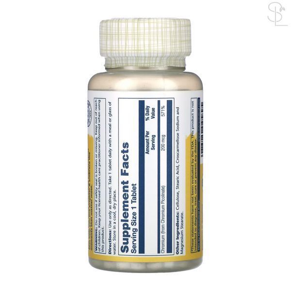 Хром / Chromium Picolinate 200mcg - 100 tabs 2023-10-3427 фото