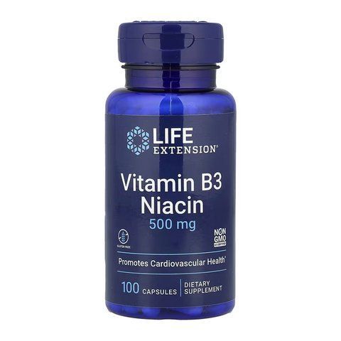 Витамин B3 (Ниацин) / Vitamin B3 Niacin 500 mg - 100 caps 2023-10-6355 фото