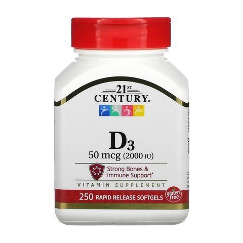 Вітамін D / D3 50 mcg (2000 IU) - 250 softgels 2023-10-7049 фото