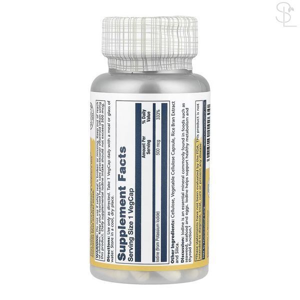 Йод / Iodine 500mcg - 30 vcaps 2023-10-6773 фото