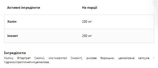 Вітамін B4 (Холін) / Cholina FCC Inozytol-90caps 100-34-0409284-20 фото