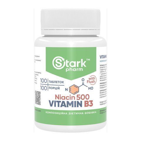 Вітамін B3 (Ніацин) / Stark Niacin Vitamin B3 with Flush 500mg - 100 tabs 2023-10-5822 фото