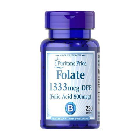 Вітамін B9(Фолієва кислота) / Folate 1333 mcg DFE - 250 tabs 2023-10-2471 фото