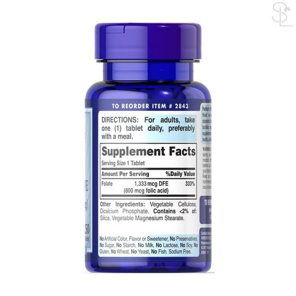 Вітамін B9(Фолієва кислота) / Folate 1333 mcg DFE - 250 tabs 2023-10-2471 фото