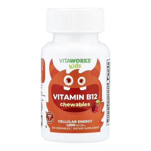Вітамін B12(Кобаламін) / VitaWorks Kids Vitamin B12 - 120 chewables 2023-10-7242 фото