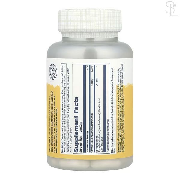 Вітамін С / Liposomal Vitamin C 500mg - 100 vcaps 2023-10-6787 фото