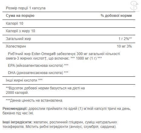 Омега 3 / Omega-3 Fish Oil 1000 mg (300 mg Active Omega-3) - 100 Softgels 100-96-4027083-20 фото