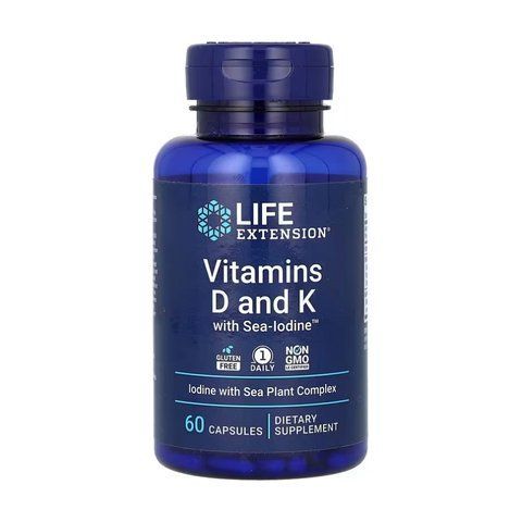 Вітамін D3+K2 / Vitamins D and K with Sea-Iodine&trade; - 60 caps 2022-10-1945 фото