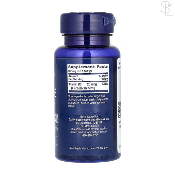 Вітамін D / Vitamin D3 25 mcg (1000 IU) - 250 softgels 2023-10-5143 фото