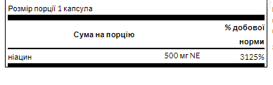 Витамин B3 (Ниацин) / Niacin 500mg - 250cap 100-82-2184431-20 фото